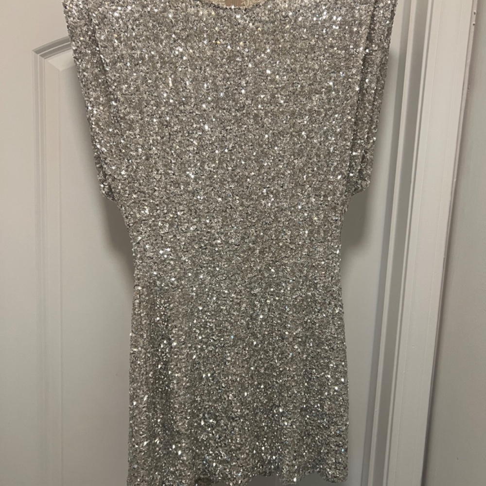 Zara Sparkle Sequin Shoulder Pads  Dress ZW COLLECTION - Picture 16 of 16